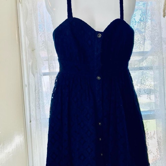 Charlotte Russe Spaghetti strap lace mini Navy Dress M - Picture 1 of 3